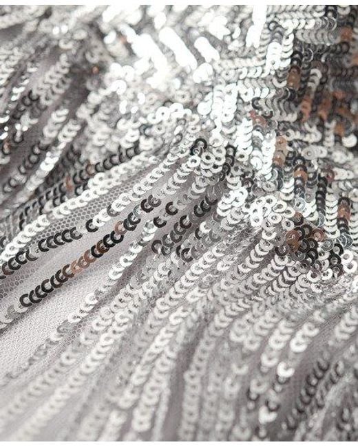 Sequins robe caraco courte à franges Superdry en coloris Gray