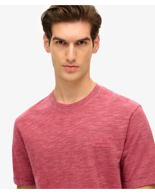 Superdry Red Over-dyed Slub Marl Crew Neck T-shirt for men