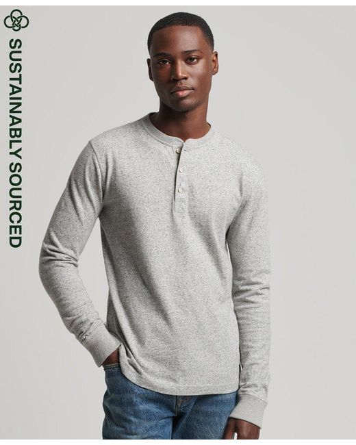 Superdry Organic Cotton Long Sleeve Henley Top Grey in Grey for Men | Lyst  UK