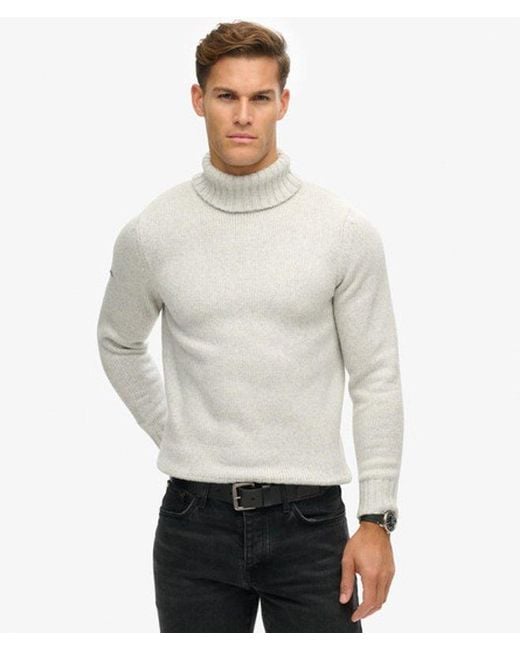 Homme Pull Brossé À Col Roulé Taille Superdry pour homme en coloris White