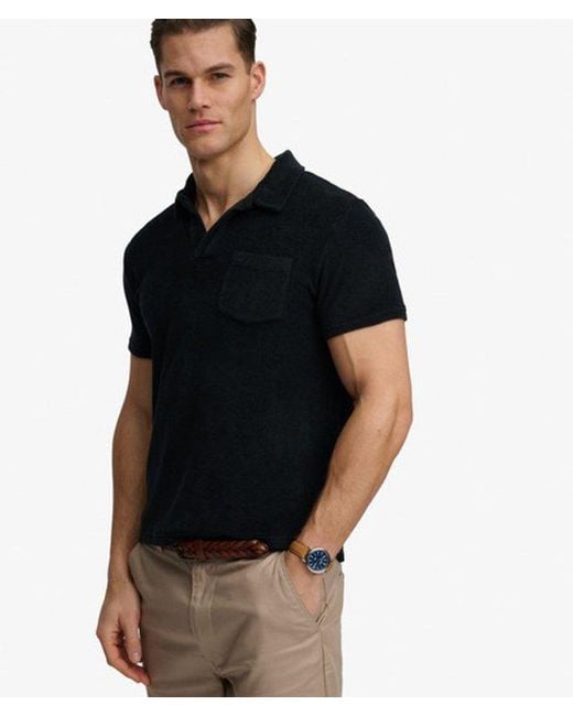 Superdry Black & Co Towelling Polo Shirt for men