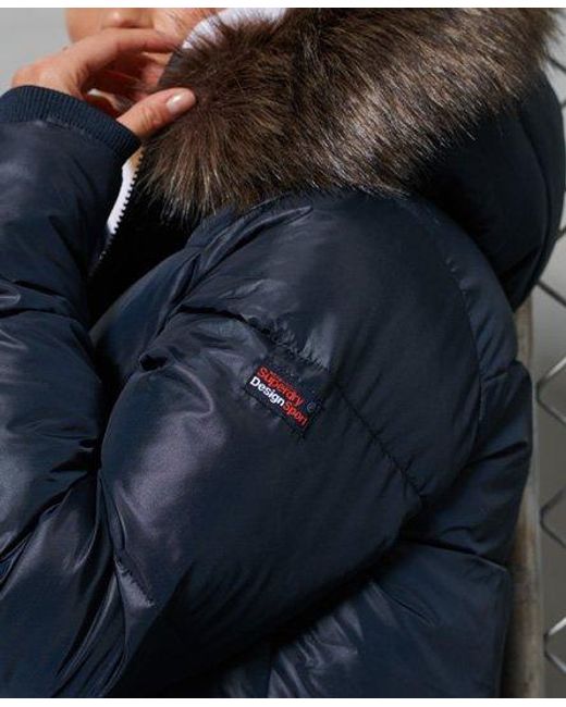 Superdry Gray Sport Puffer Borg Crop Jacket Eclipse