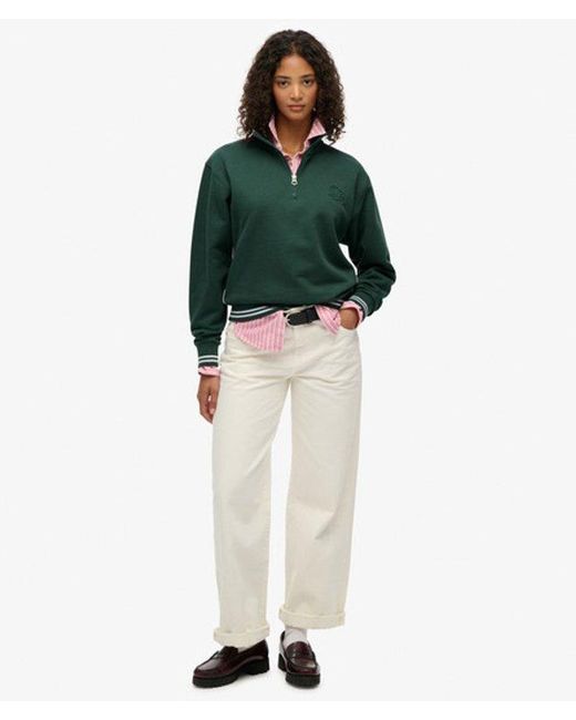 Superdry Green & Co Country Club Embossed Half-zip Jumper