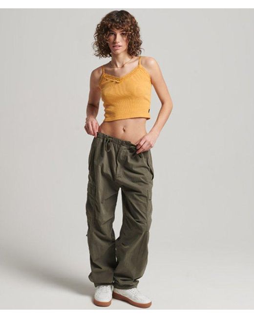 Superdry Yellow & Co Rib Lace Trim Cami Top