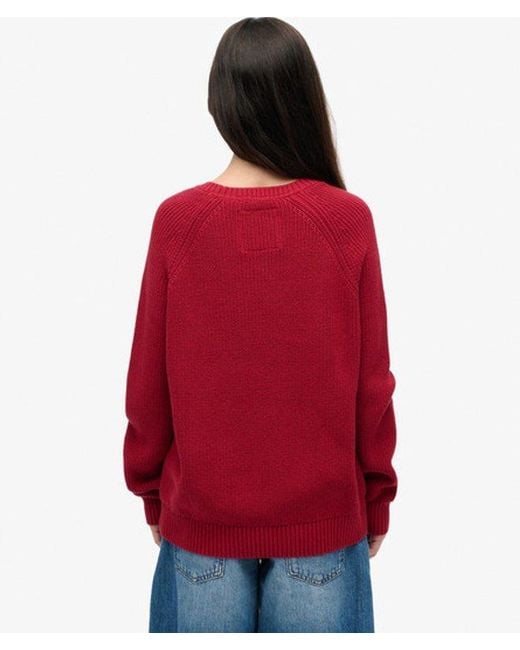 Superdry Red & Co Relaxed Ribbed Knitted Jumper
