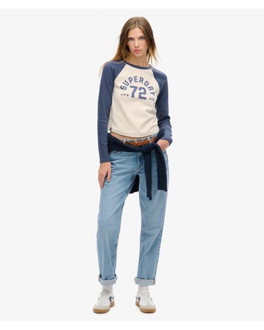 Superdry Blue & Co Athletic Essentials Rib Slim Long Sleeve Top