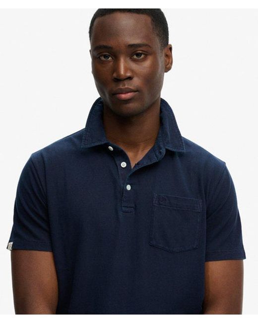 Superdry Blue & Co Classic Cotton Linen Polo Shirt for men