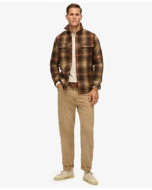 Superdry Brown Wool Miller Overshirt for men