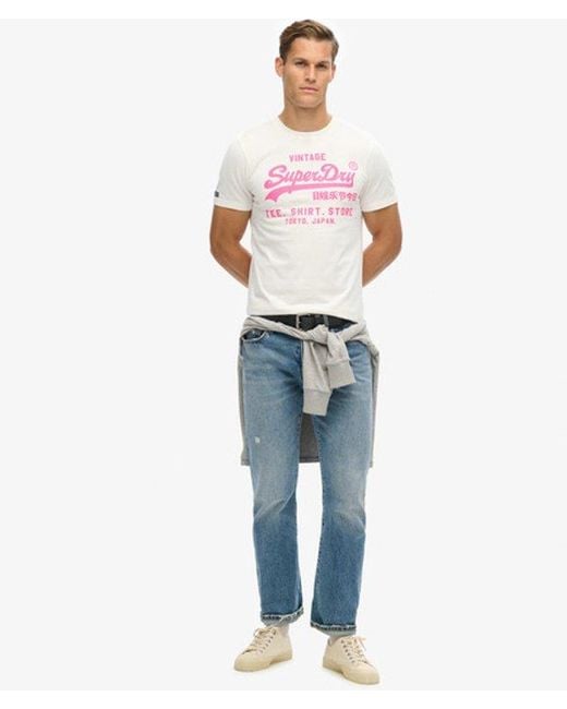 Superdry Pink & Co Neon Vintage Logo Graphic T-shirt for men