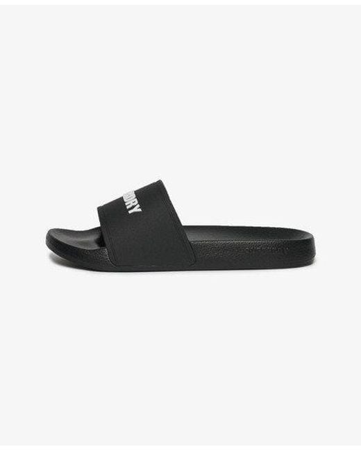 Superdry Black Logo Pool Sliders for men