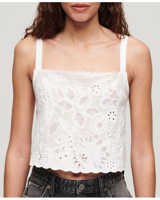 Superdry Gray Ibiza Embroidered Cami Top