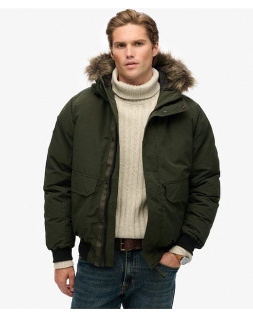 Superdry Black & Co Everest Faux Fur Bomber Jacket for men