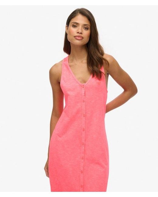 Superdry Pink & Co Beach Jersey Midi Dress