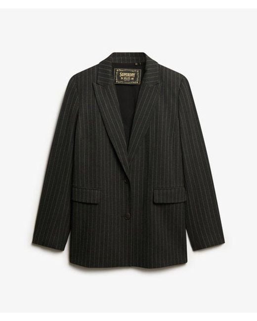 Superdry Gray & Co Pinstripe Boyfriend Blazer