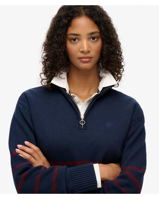 Superdry Blue & Co Knitted Half Zip Jumper