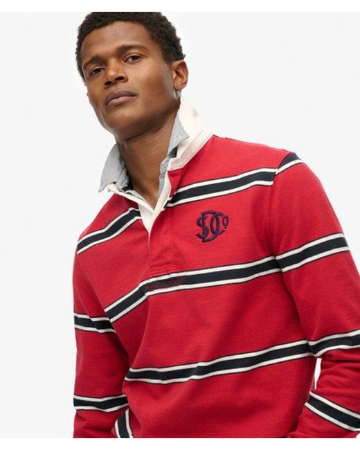 Superdry Gestreept Vintage Athletic Rugbyshirt in het Red voor heren