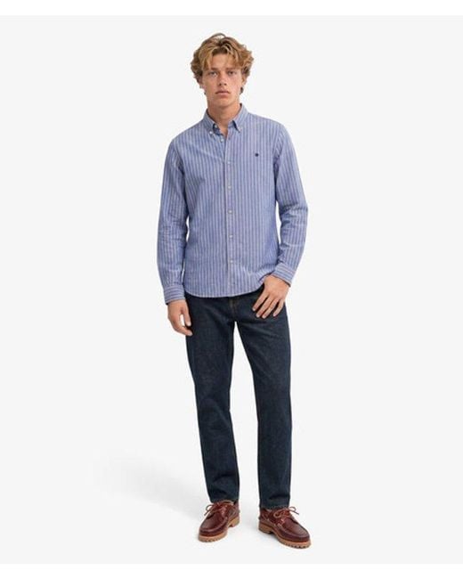 Superdry Blue & Co Preppy Oxford Long Sleeve Shirt for men