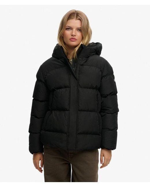 Superdry Black & Co Hooded Mid Length Sports Puffer Jacket