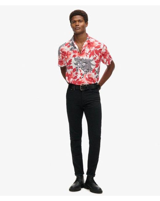 Superdry Red Kimono Print Hawaiian Resort Relaxed Fit Shirt for men