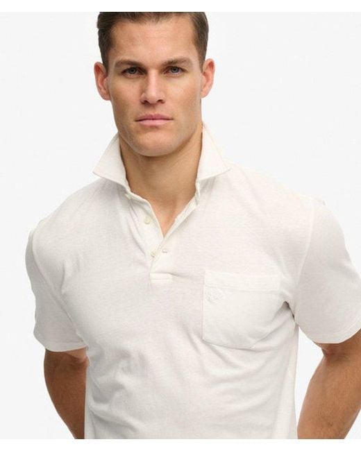Superdry White & Co Classic Cotton Linen Polo Shirt for men
