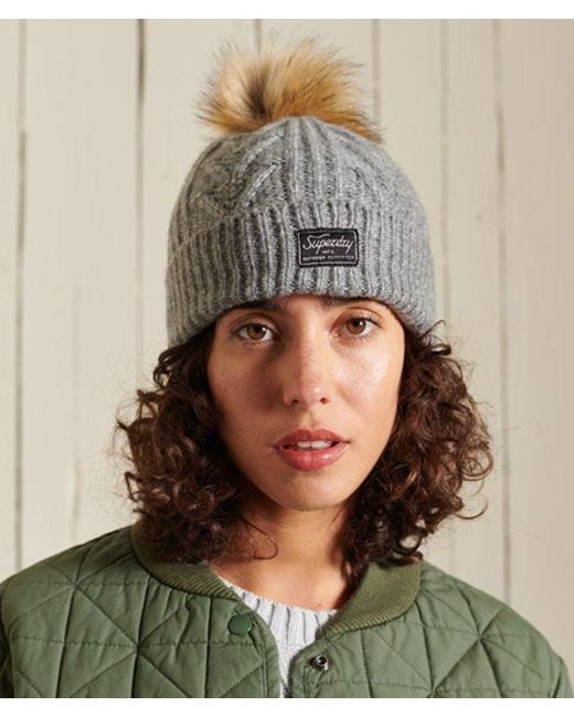 Superdry Gray & Co Cable Knit Lux Beanie Hat
