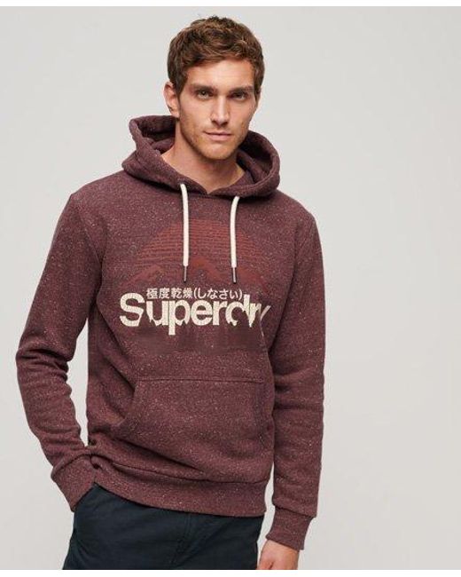 Superdry Red Classic Logo Print Great Outdoors Hoodie for men