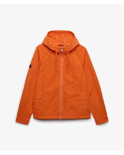 Superdry Orange Hooded Washed Twill Jacket for men