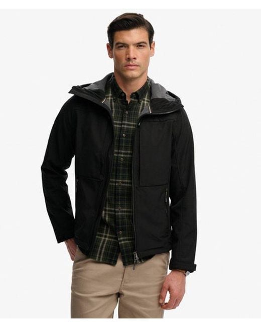 Superdry Black & Co Hooded Softshell Trekker Jacket for men