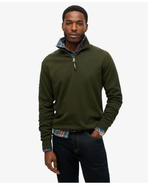 Superdry Green Utility Logo Henley Sweatshirt for men