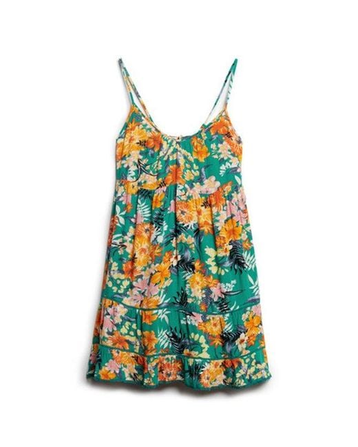 Superdry Blue Classic Viscose Cami Beach Dress