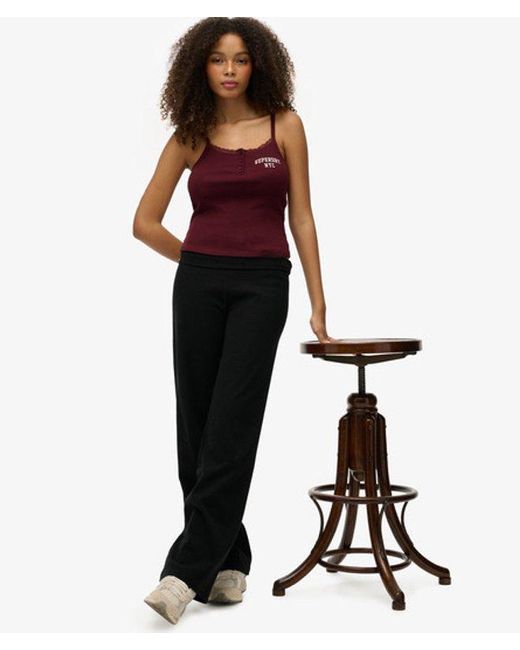 Superdry Black Athletic Essentials Fold Over Joggers