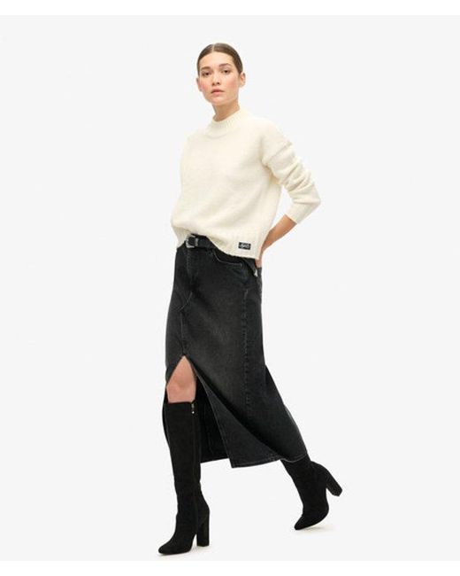 Superdry Black & Co Denim Split Maxi Skirt