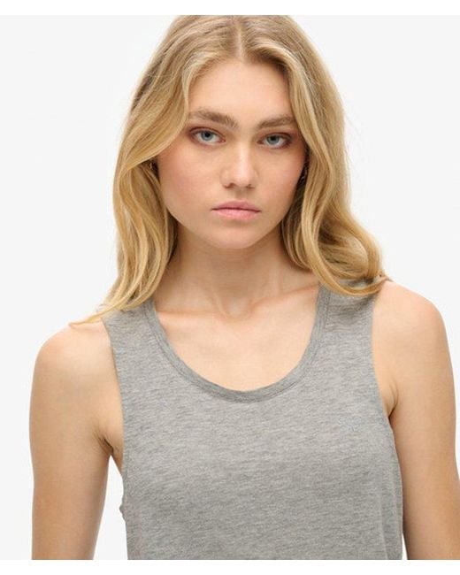 Superdry Gray & Co Ladies Classic Embroidered Scoop Neck Tank Top