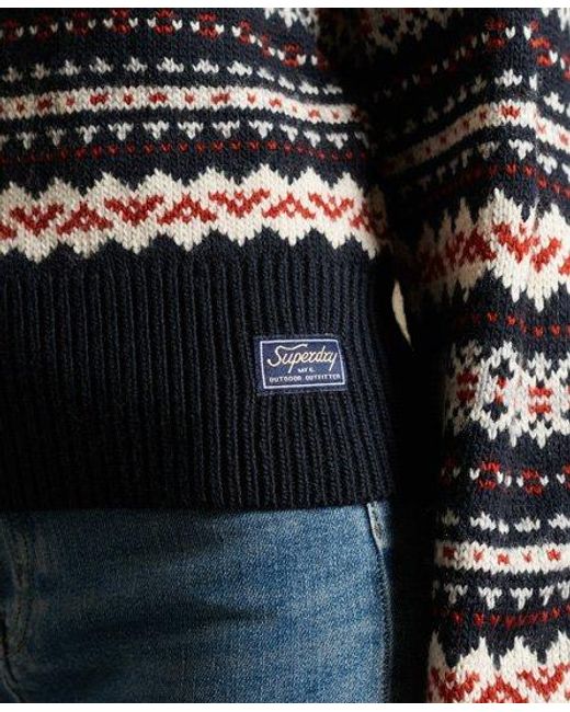 Superdry Brown Patterned Crew Jumper Fairisle