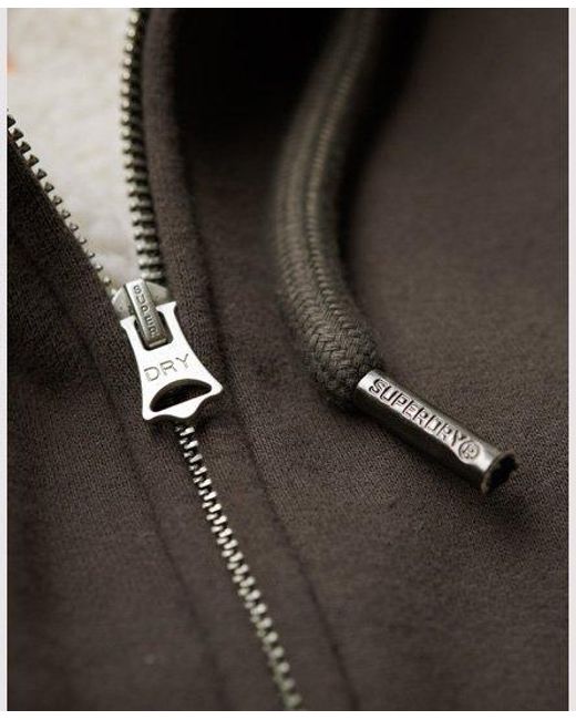 Superdry Black Essential Borg Lined Zip Hoodie for men