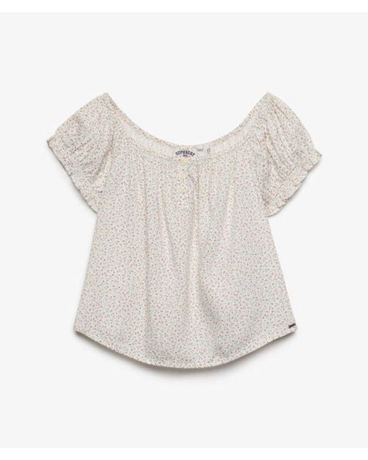 Superdry White & Co Short Sleeve Half Button Woven Top
