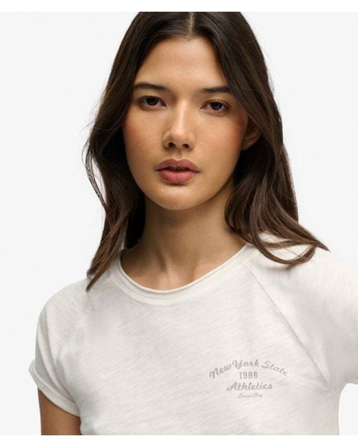 Superdry White Athletic Essentials Slub Graphic T-Shirt
