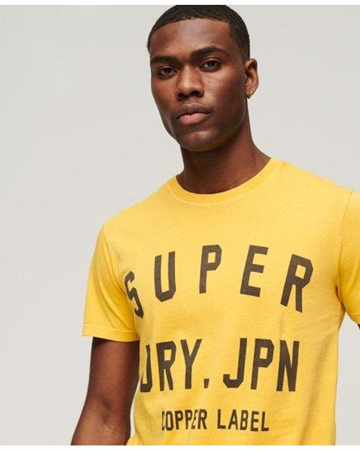 Superdry Vintage Copper Label T-shirt Van Biologisch Katoen in het Yellow voor heren