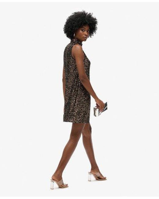 Superdry Brown Sleeveless Sequin A Line Mini Dress