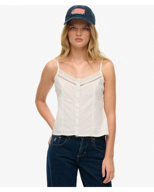 Superdry White & Co Lace Button Through Cami Top
