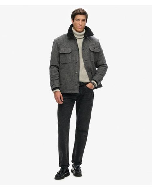 Superdry Gray The Merchant Store- Wool Chore Jacket for men
