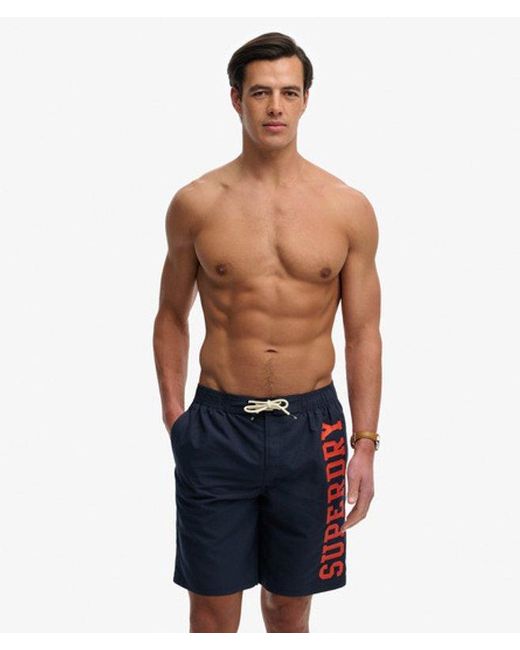 Superdry Blue Logo 19-Inch Boardshorts for men