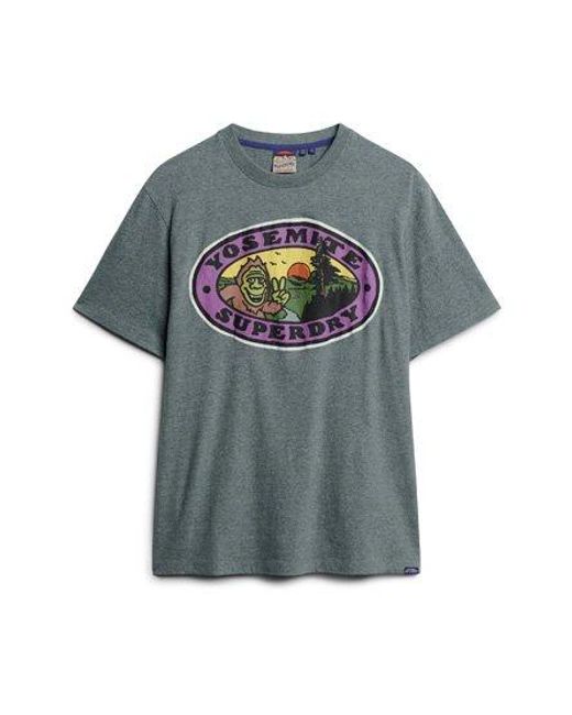 Superdry Gray Travel Postcard Graphic T-shirt for men