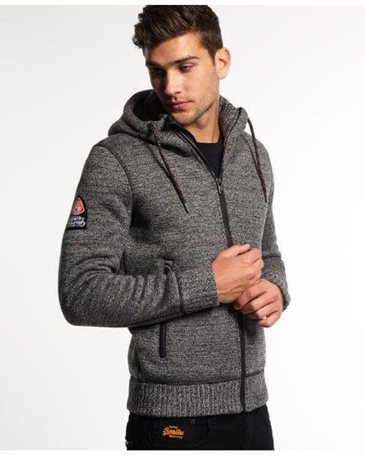 Superdry Black Expedition Zip Hoodie Concrete Twist for men