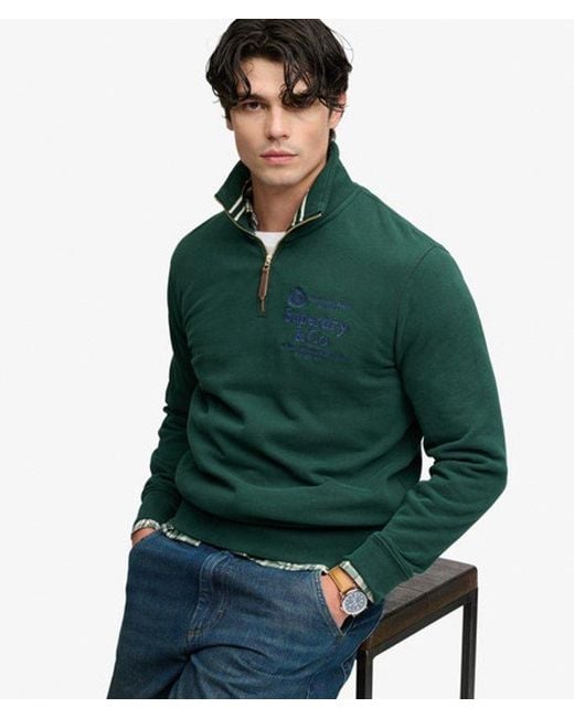 Superdry Green & Co Company Logo Half Zip Sweatshirt for men