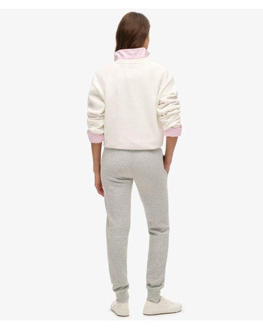 Superdry White Luxe Metallic Logo Slim Joggers