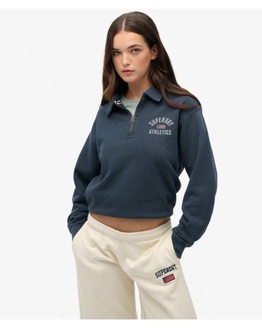 Superdry Blue & Co Athletic Collared Half Zip Jumper