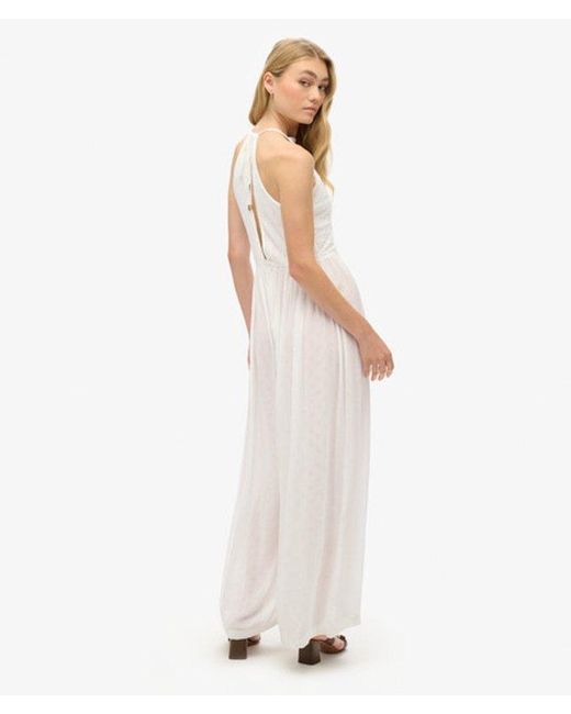 Superdry White Embroidered Sleeveless Jumpsuit