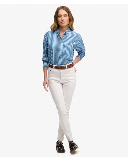 Superdry Blue & Co Poplin Relaxed Long Sleeve Shirt