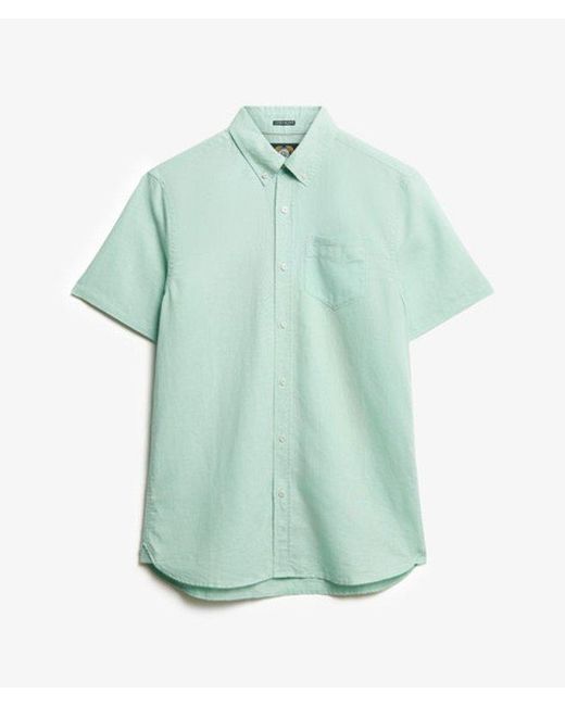 Superdry Green & Co Cotton Linen Short Sleeve Shirt for men